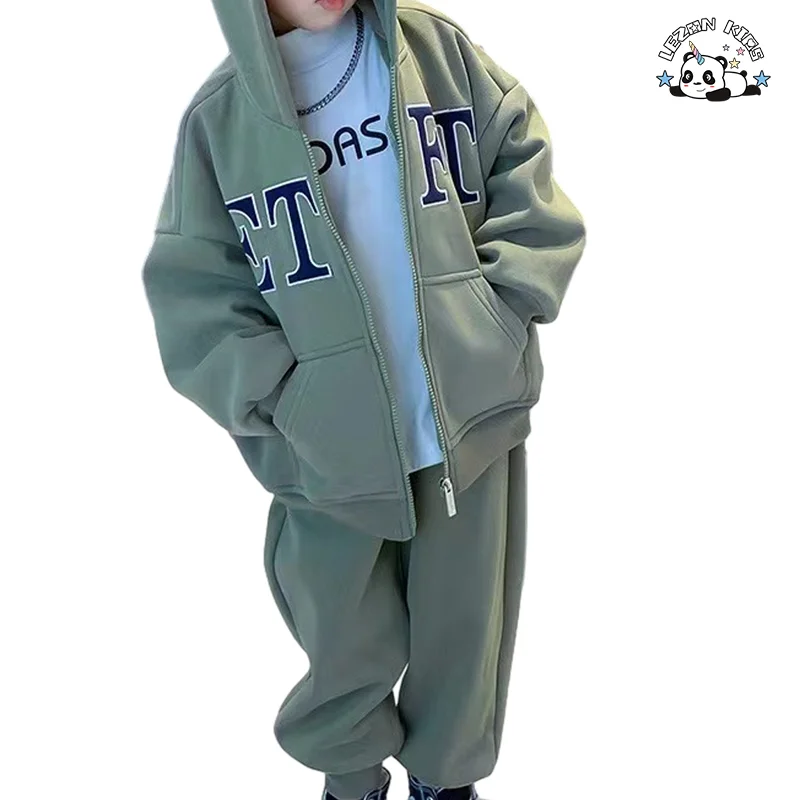 LEZONKIDS - 2023 Most Popular Pure Cotton Clothing Printing Craft Casual Boy Hoodie Set for 2-14T Customized